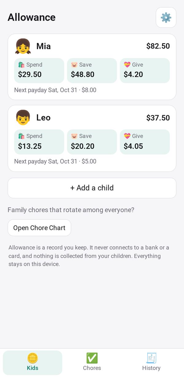 Allowance on a phone