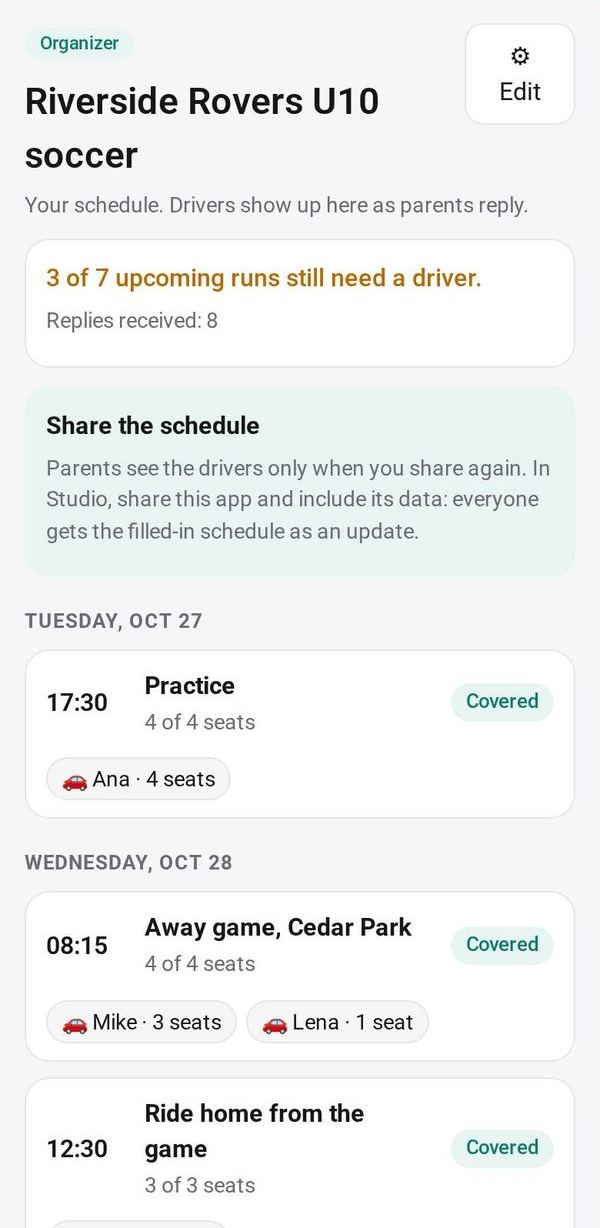 Carpool on a phone