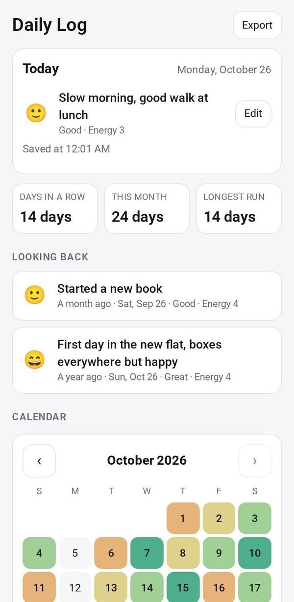 Daily Log on a phone