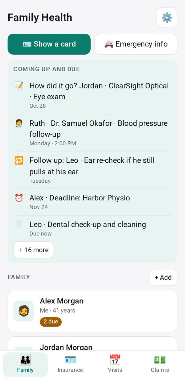 Family Health on a phone