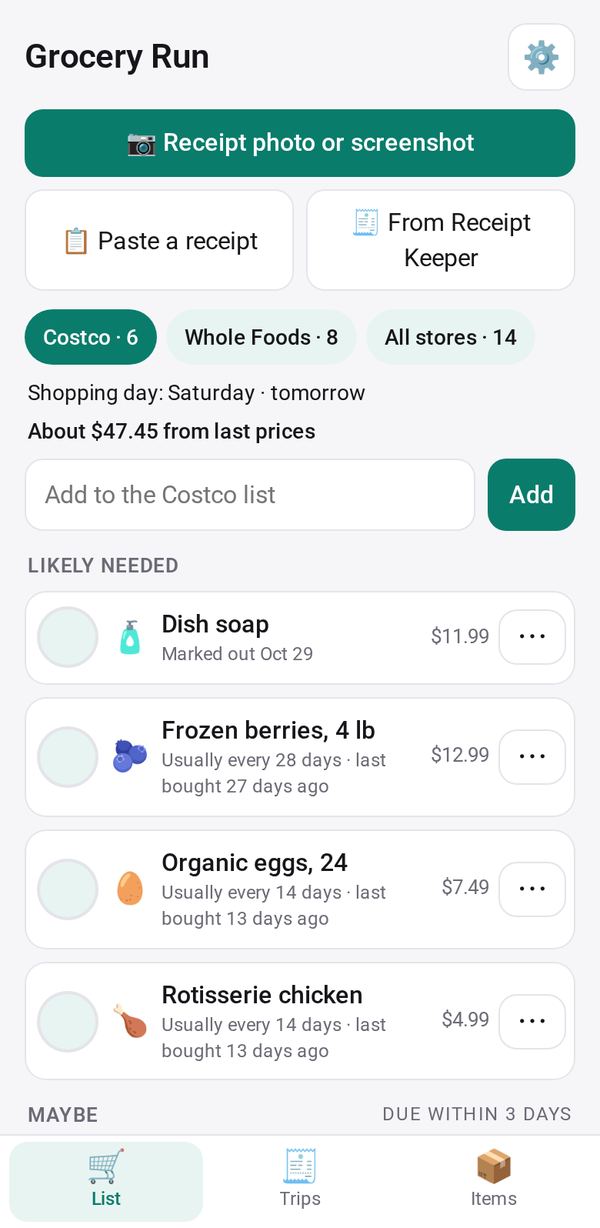Grocery Run on a phone