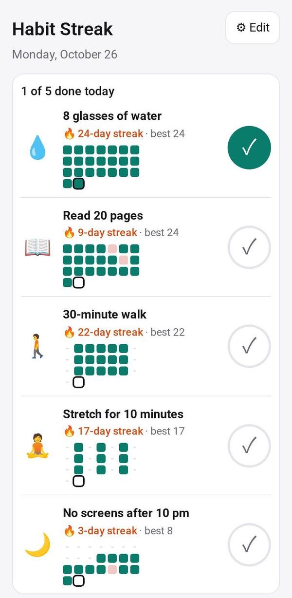 Habit Streak on a phone