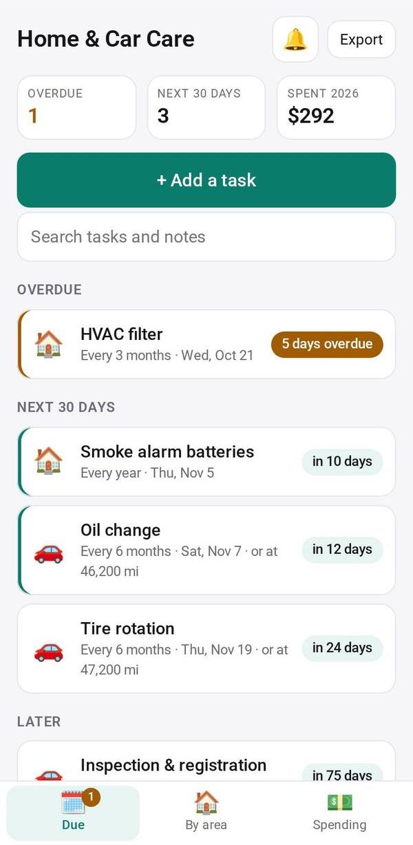 Home & Car Care on a phone