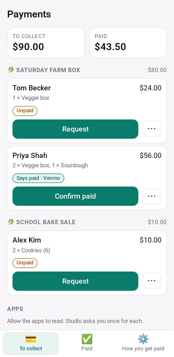 Payments on a phone