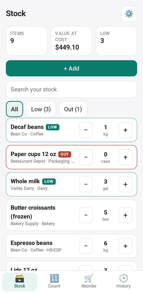 Stock on a phone
