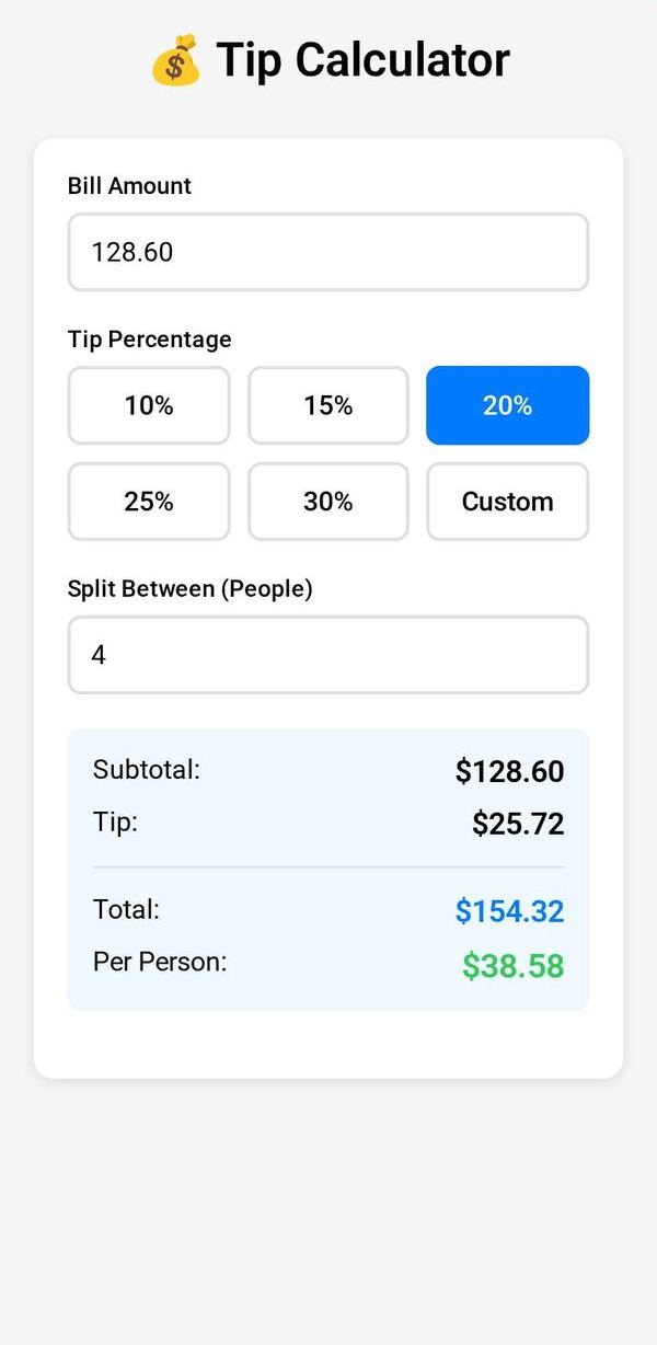Tip Calculator on a phone
