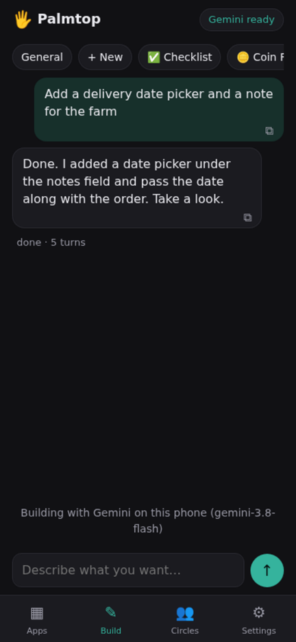 Building: a chat where you describe a change and the AI makes it