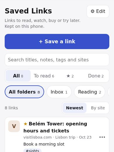 Saved Links in PriorStates Studio