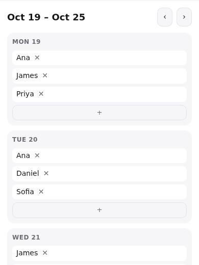 Shift Board in PriorStates Studio