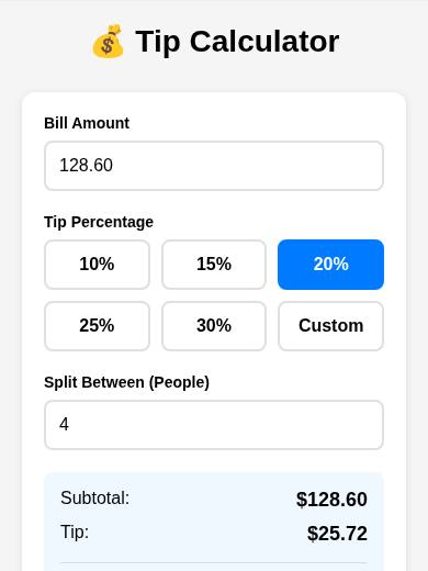 Tip Calculator in PriorStates Studio